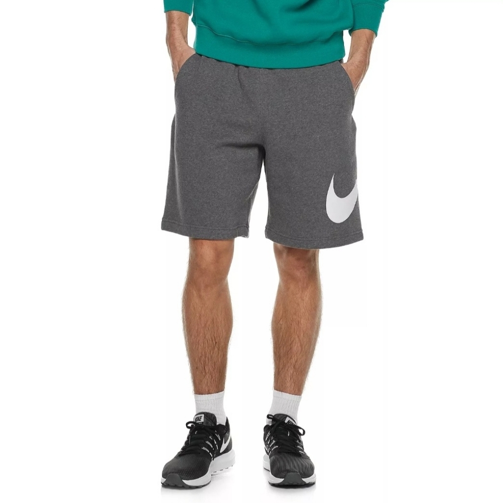 New Nike Sportswear Fleece Club Graphic Shorts Men's Charcoal Grey